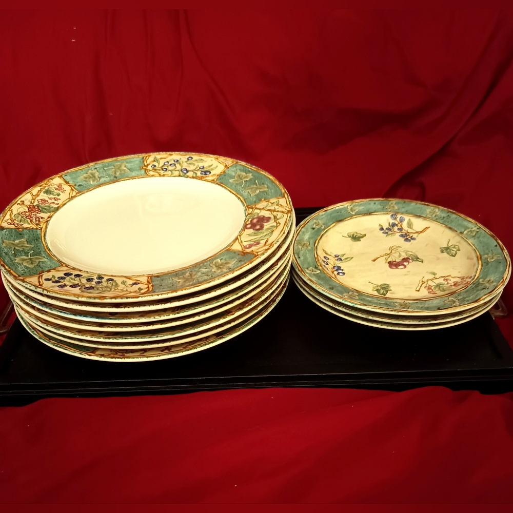 Coventry Wildwood Berry Stoneware Plates Dinner (7) Salad (3) Discontinued VTG